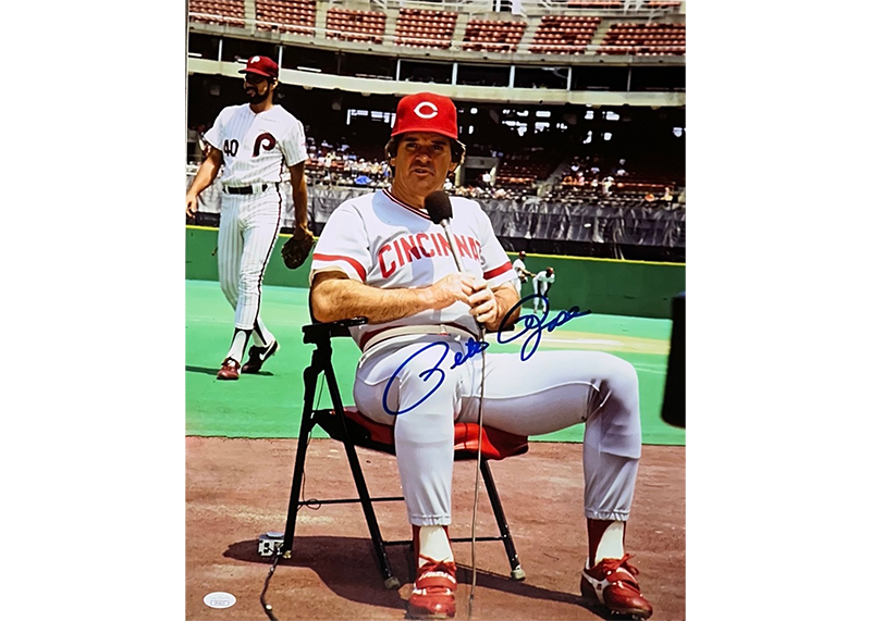 Pete Rose Autographed 16x20 Cincinnati Reds Photo JSA