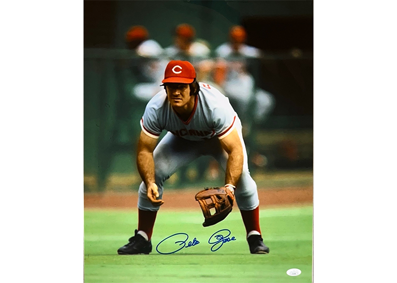 Pete Rose Autographed 16x20 Cincinnati Reds Photo JSA