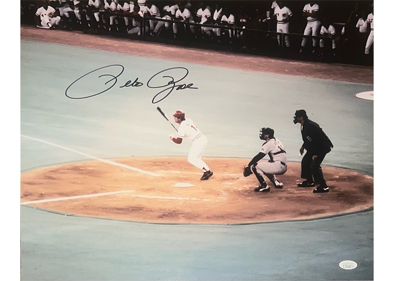 Pete Rose Autographed 16x20 Cincinnati Reds Photo JSA