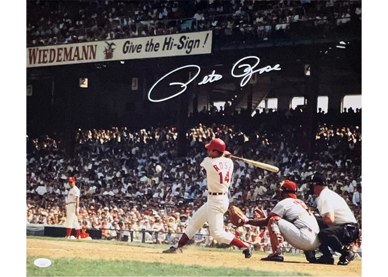 Pete Rose Autographed 16x20 Cincinnati Reds Photo JSA