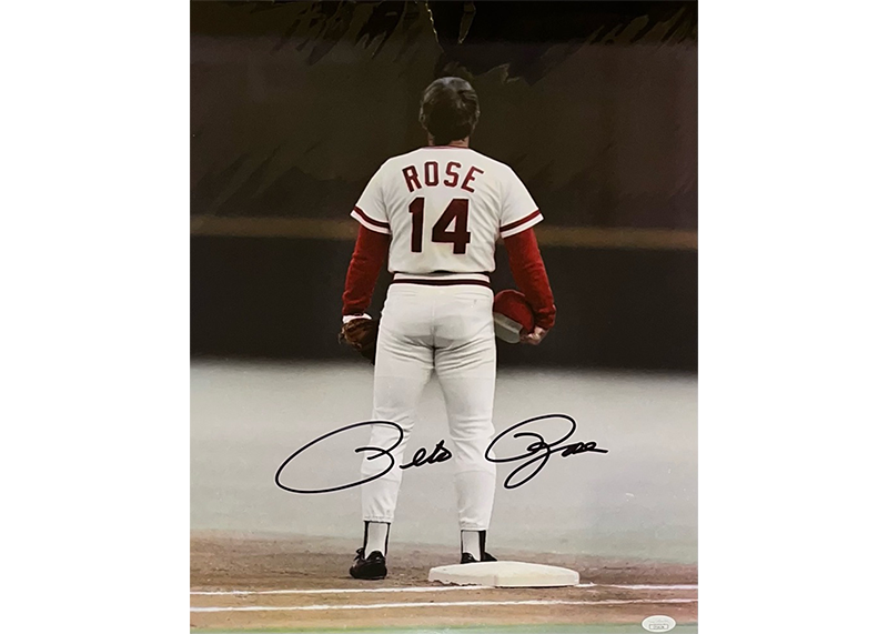 Pete Rose Autographed 16x20 Cincinnati Reds Photo JSA