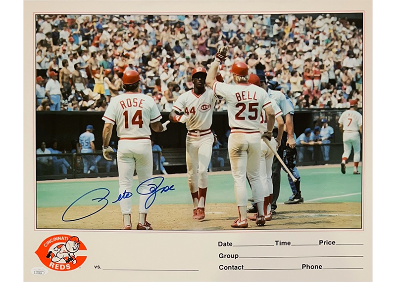 Pete Rose Autographed 16x20 Cincinnati Reds Photo JSA