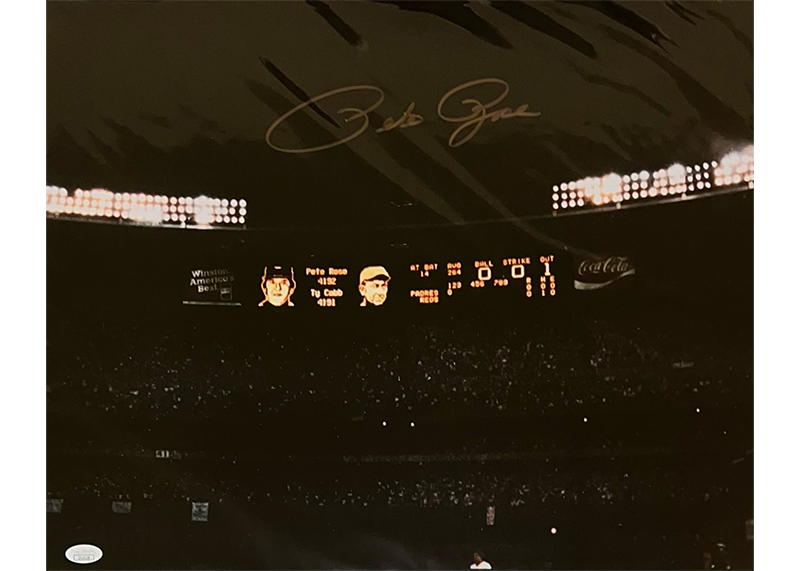 Pete Rose Autographed 16x20 Cincinnati Reds Photo JSA