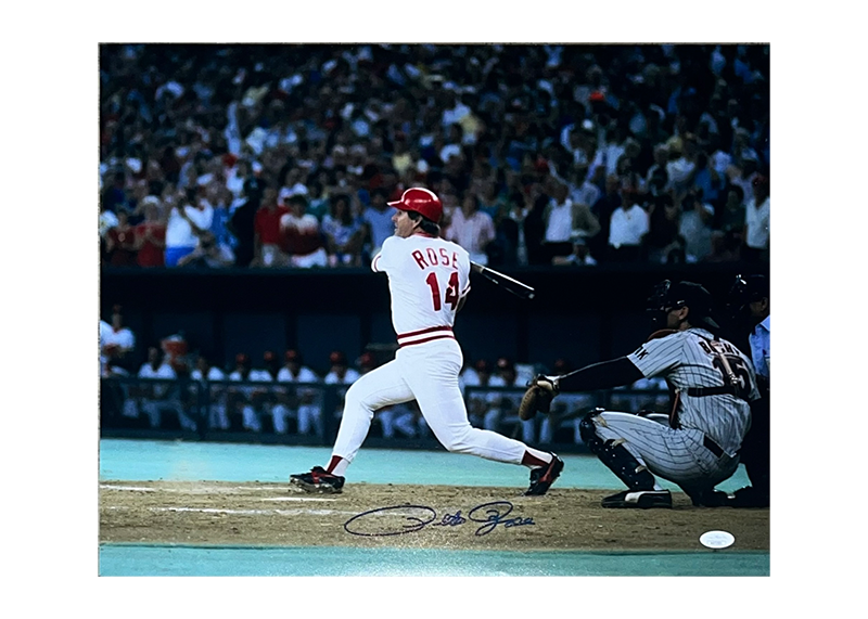 Pete Rose Autographed 16x20 Cincinnati Reds Photo JSA