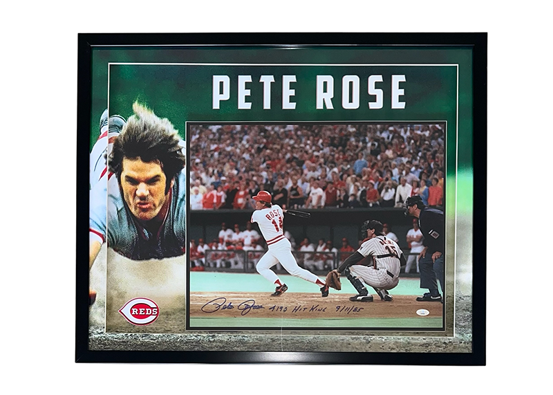 Pete Rose Signed 16x20 Photo “4192 Hit King 9/11/85” 3D Frame JSA