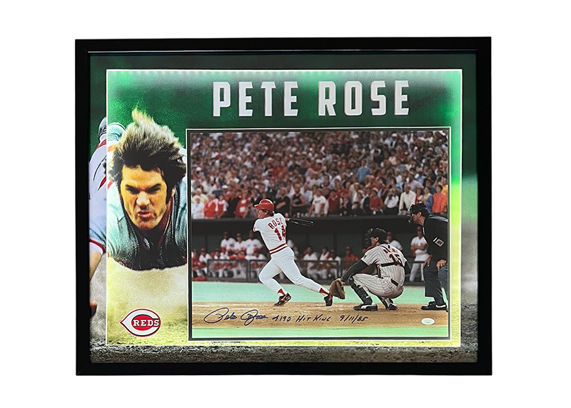 Pete Rose Signed 16x20 Photo “4192 Hit King 9/11/85” 3D Frame JSA