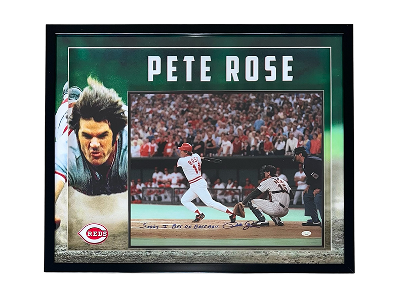 Pete Rose Signed 16x20 Photo “Sorry I Bet on Baseball” 3D Frame JSA