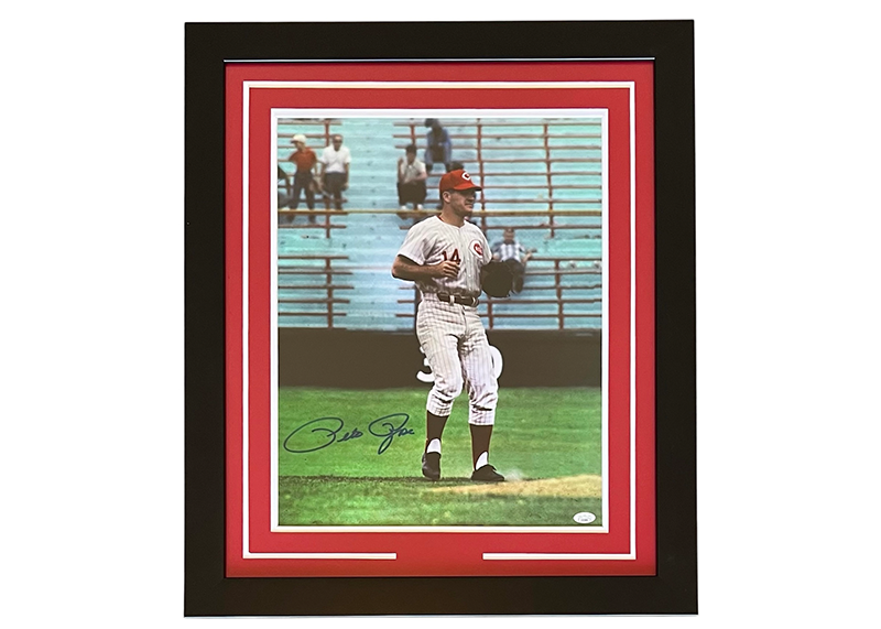 Pete Rose Signed 27x24 Cincinnati Reds Framed Photo JSA