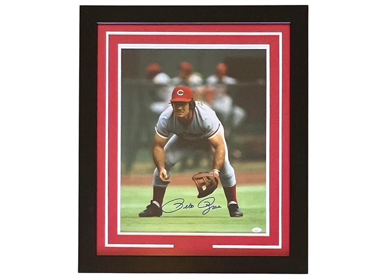 Pete Rose Signed 27x24 Cincinnati Reds Framed Photo JSA