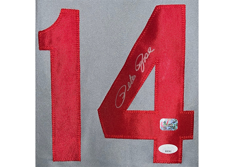 Pete Rose Signed Cincinnati Custom Grey Baseball Jersey JSA