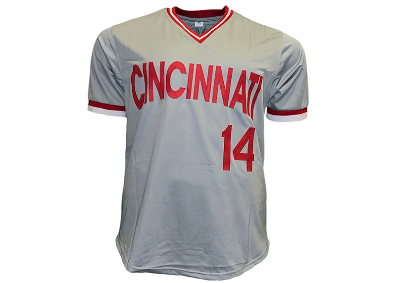 Pete Rose Signed Cincinnati Grey Baseball Jersey JSA