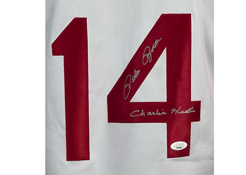 Pete Rose Signed Cincinnati White Baseball Jersey JSA Charlie Hustle Insc
