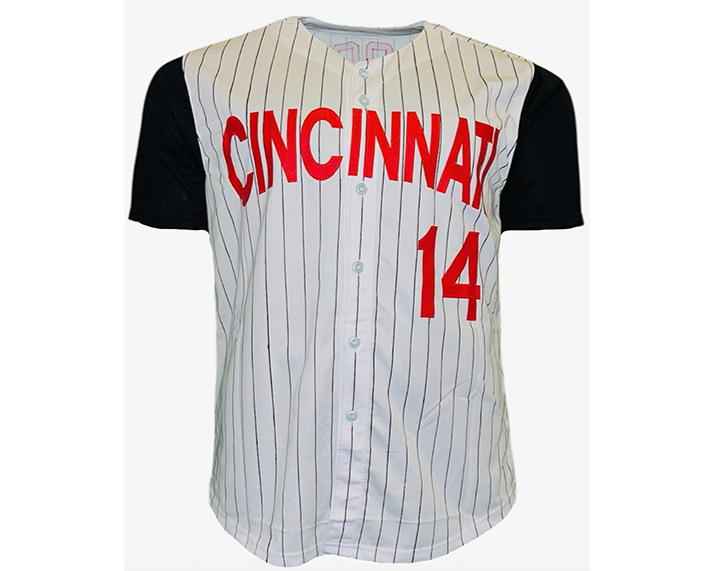 Pete Rose Signed Cincinnati White Pinstripe Baseball Jersey JSA