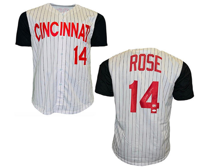 Pete Rose Signed Cincinnati Custom White Pinstripe Baseball Jersey JSA