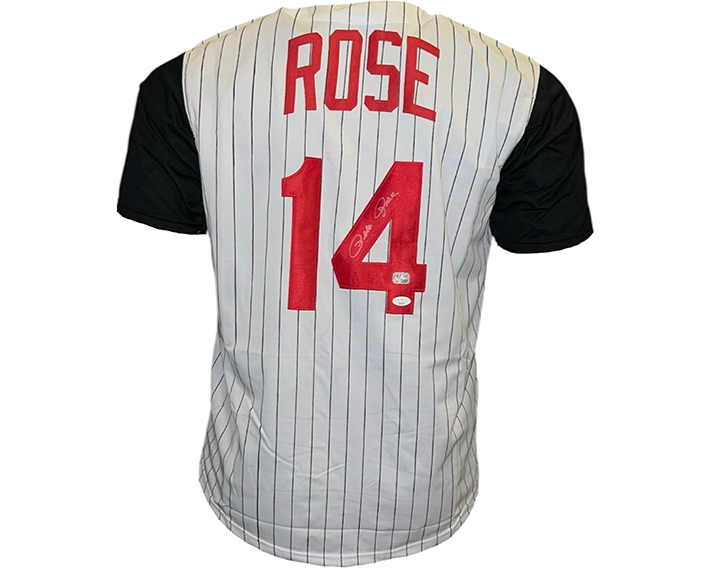 Pete Rose Signed Cincinnati Custom White Pinstripe Baseball Jersey JSA