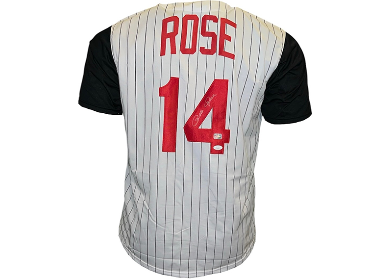 Pete Rose Signed Cincinnati Custom White Pinstripe Baseball Jersey JSA