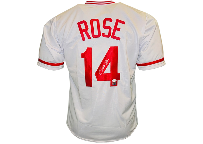 Pete Rose Signed Cincinnati White Baseball Jersey JSA