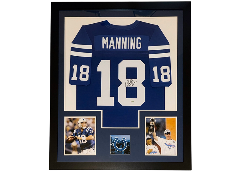 Peyton Manning Autographed Colts Framed Jersey 42x34 Fanatics