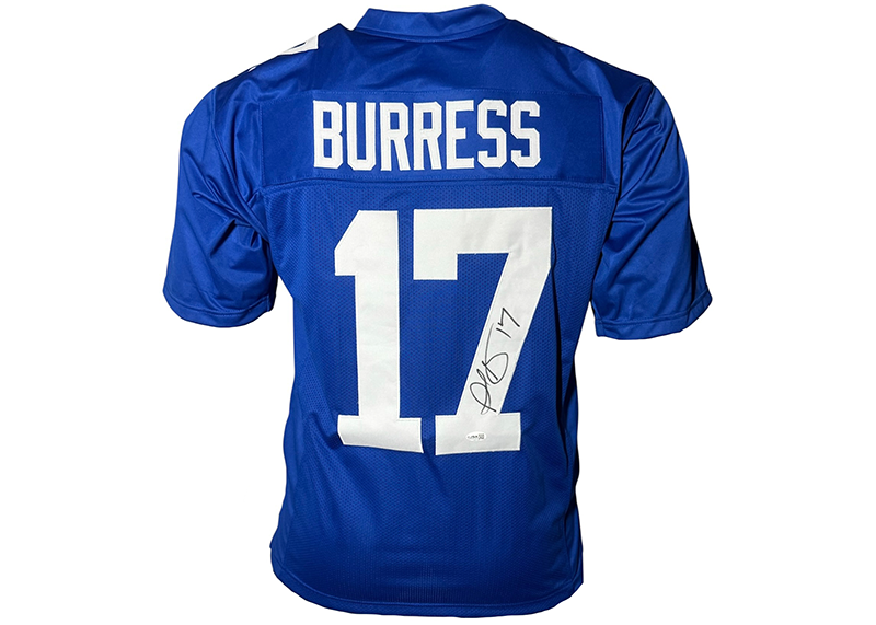 Plaxico Burress Signed New York Blue Football Jersey JSA