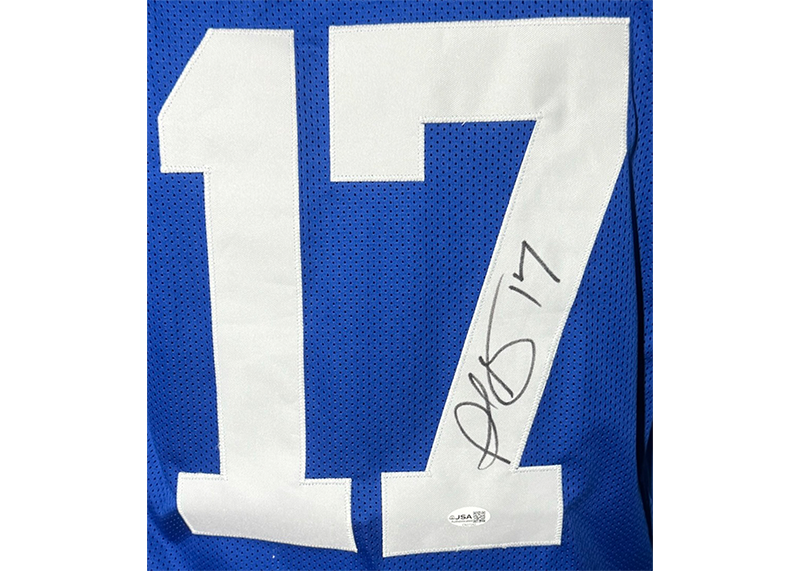 Plaxico Burress Signed New York Blue Football Jersey JSA