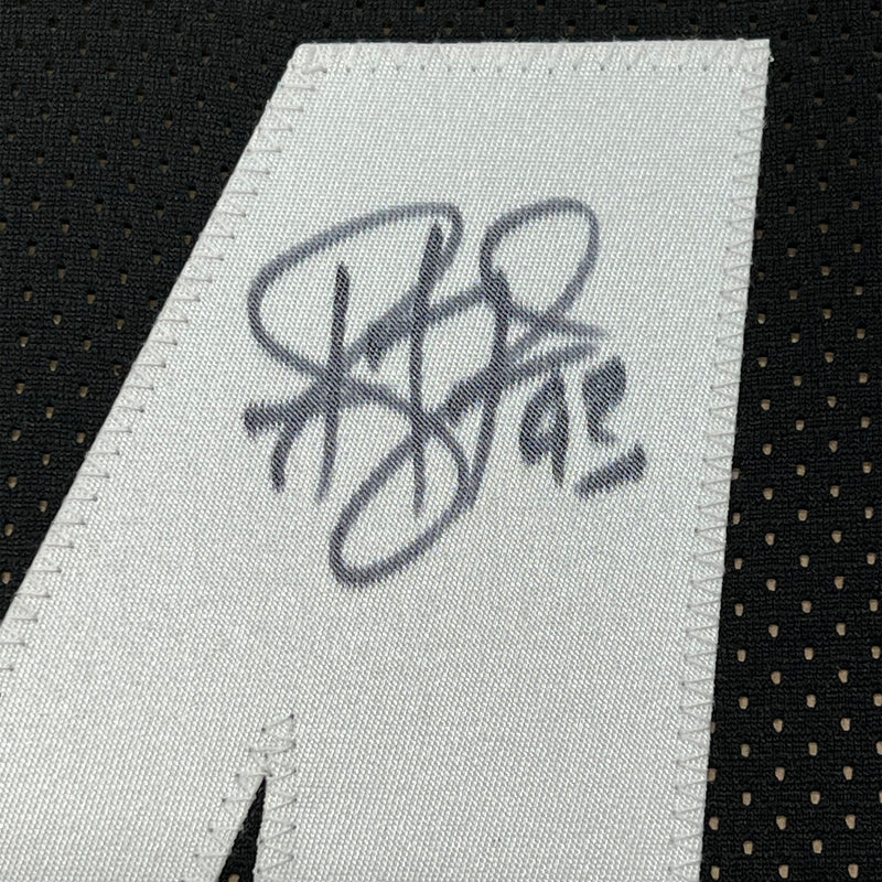 Framed Autographed/Signed Troy Polamalu 35x39 Pittsburgh Black Football Jersey JSA COA