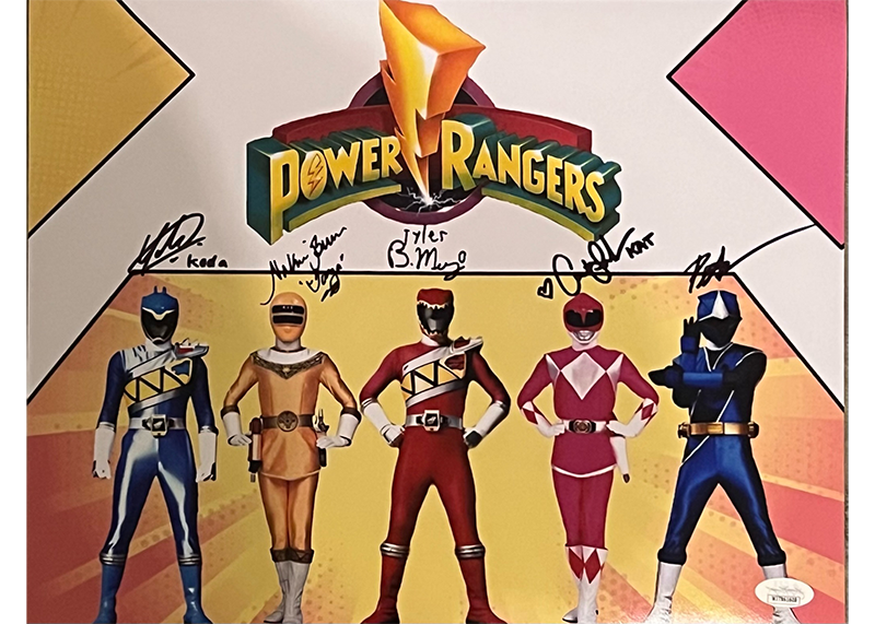 Power Rangers Catherine Sutherland Nakia Burrise, Brennan Mejia, Peter Sudarso, Yoshi Sudarso Signed 11x14 Photo JSA