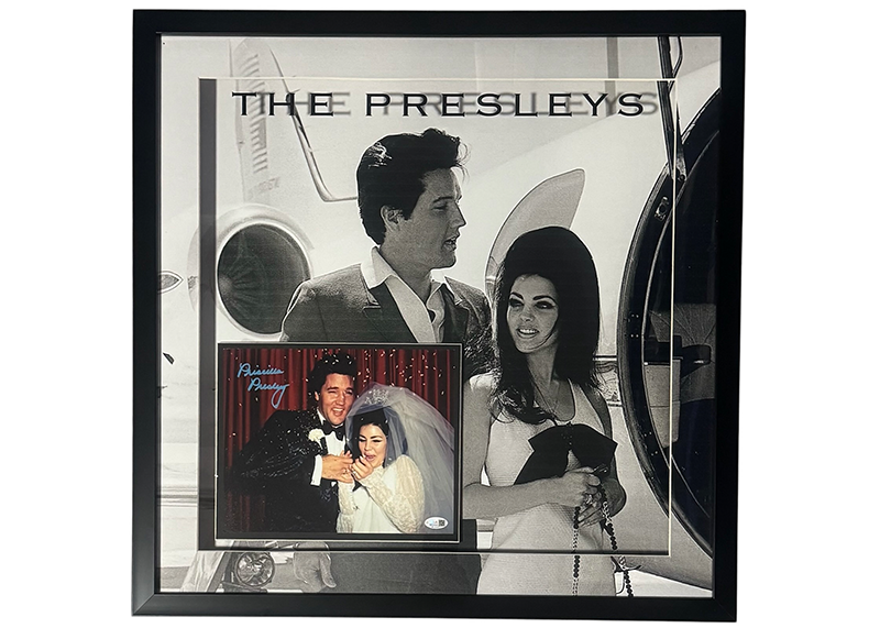 Priscilla Presley Signed Elvis Wedding Photo 3D LED Light Up Frame 25.5 JSA