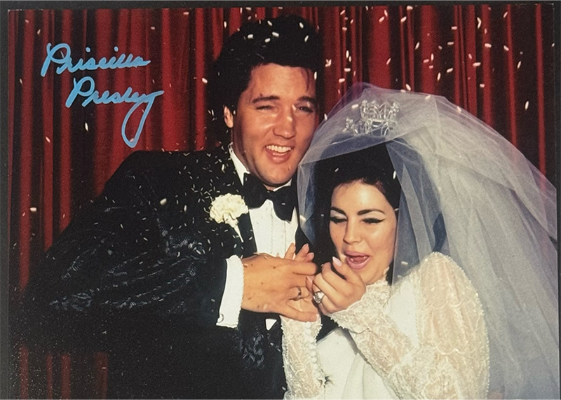 Priscilla Presley Signed Elvis Wedding Photo 3D LED Light Up Frame 25.5 JSA