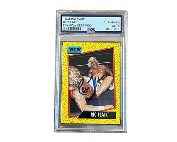 RIC FLAIR Signed 1991 Impel Wrestling Card #39 PSA #85381900