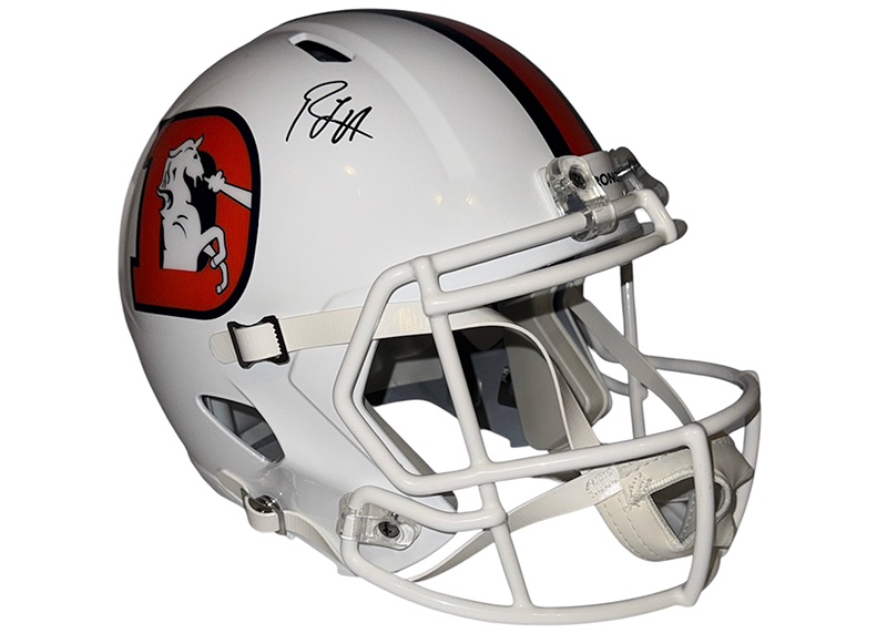 RJ Harvey Signed Broncos Full-Size Throwback Alternate Speed Helmet JSA