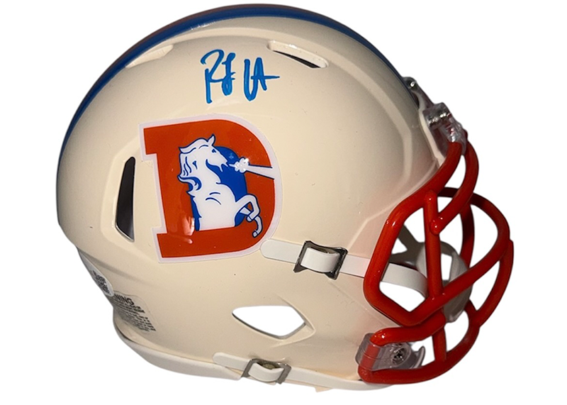 RJ Harvey Signed Denver Broncos Retro Mini Helmet JSA