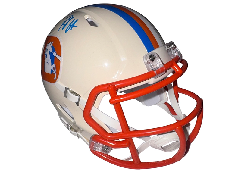 RJ Harvey Signed Denver Broncos Retro Mini Helmet JSA