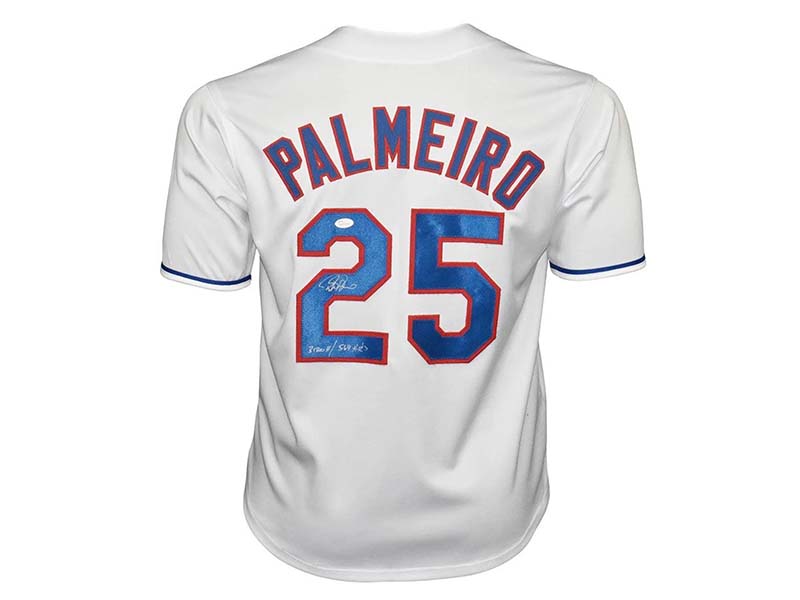 Rafael Palmeiro Signed 3020 Hs 569 HRs Inscription Texas White Custom Baseball Jersey JSA