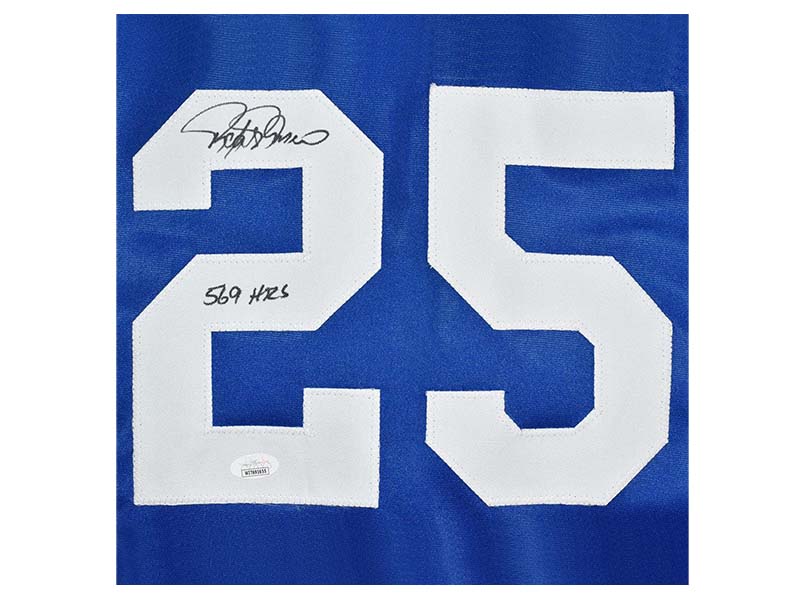 Rafael Palmeiro Signed 569 HRs Inscription Blue Baseball Jersey (JSA)