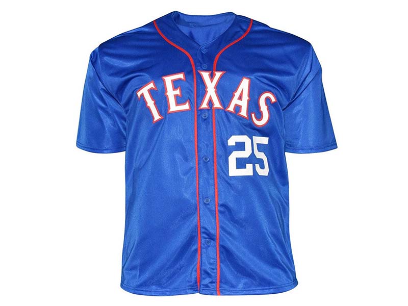 Rafael Palmeiro Signed 569 HRs Inscription Blue Baseball Jersey (JSA)