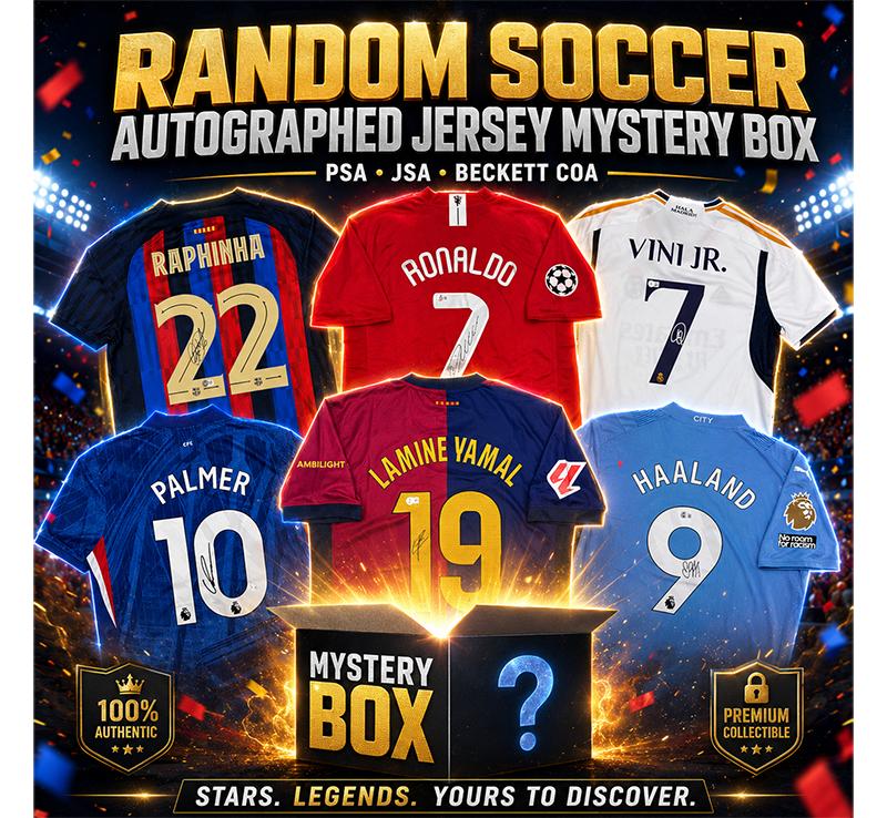 Random Autographed/Signed Soccer Jersey Mystery Box with PSA JSA or Beckett COA