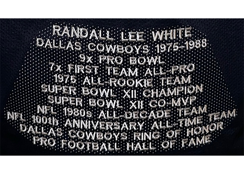 Randy White Autographed HOF 94 Inscription Dallas Blue Stat Football Jersey JSA