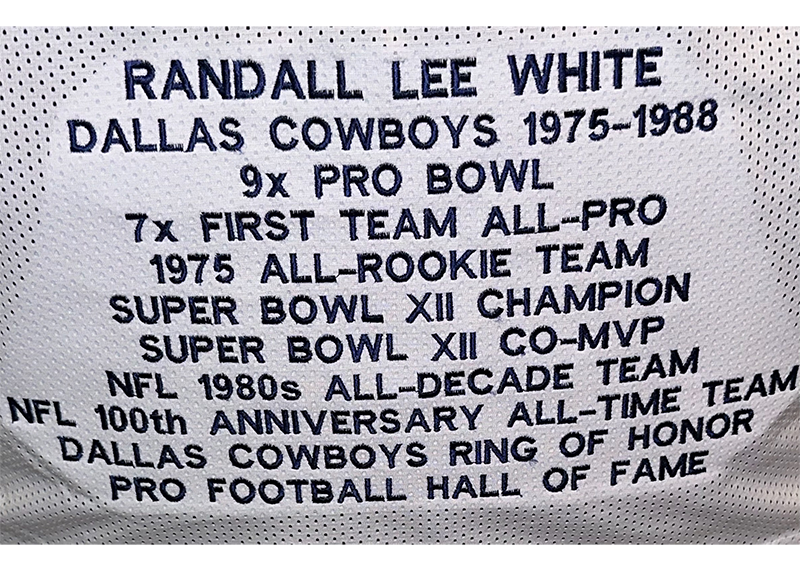 Randy White Autographed HOF 94 Inscription Dallas White Stat Football Jersey JSA