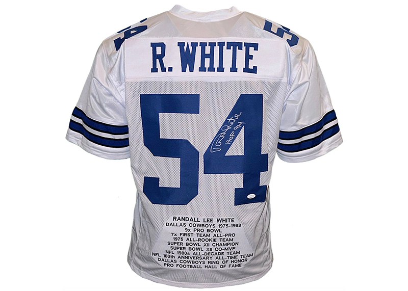 Randy White Autographed HOF 94 Inscription Dallas White Stat Football Jersey JSA