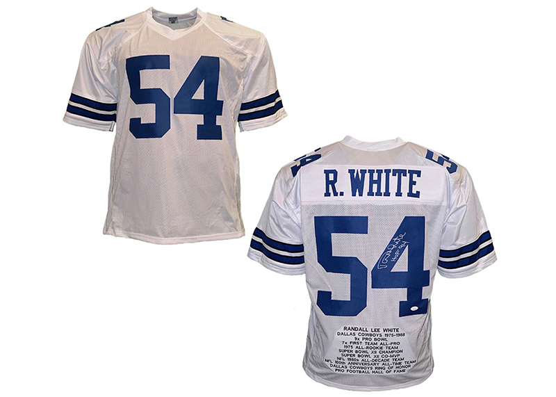 Randy White Autographed HOF 94 Inscription Dallas White Stat Football Jersey JSA