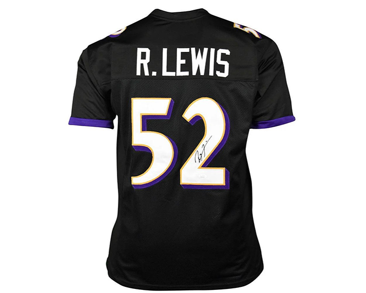 Ray Lewis Autographed Baltimore Black Football Jersey JSA