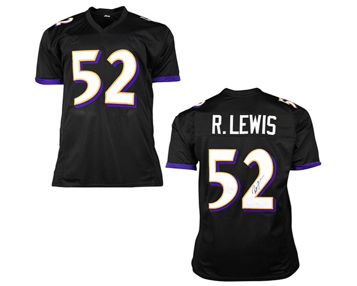 Ray Lewis Autographed Baltimore Black Football Jersey JSA