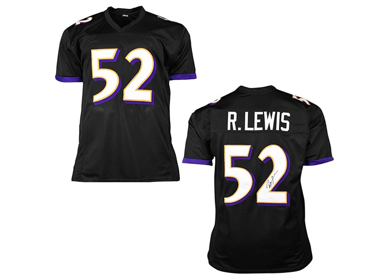 Ray Lewis Autographed Custom Black Football Jersey JSA