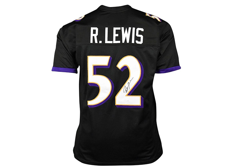 Ray Lewis Autographed Custom Black Football Jersey JSA