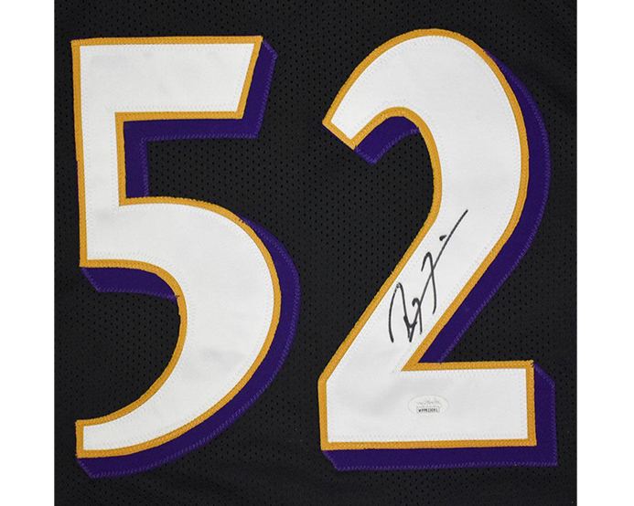 Ray Lewis Autographed Baltimore Black Football Jersey JSA