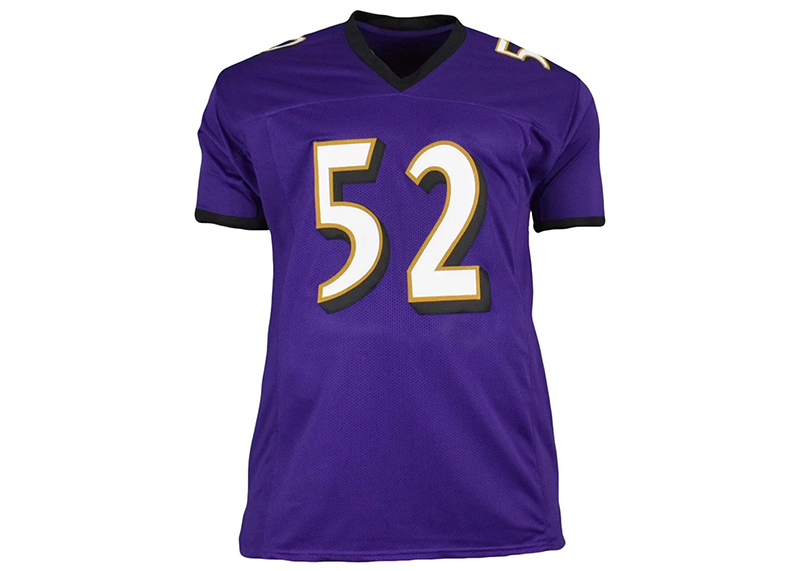 Ray Lewis Autographed Baltimore Purple Football Jersey Beckett