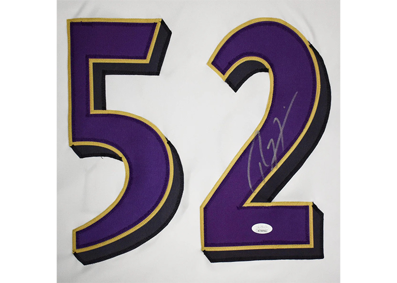 Ray Lewis Autographed Baltimore White Football Jersey Beckett