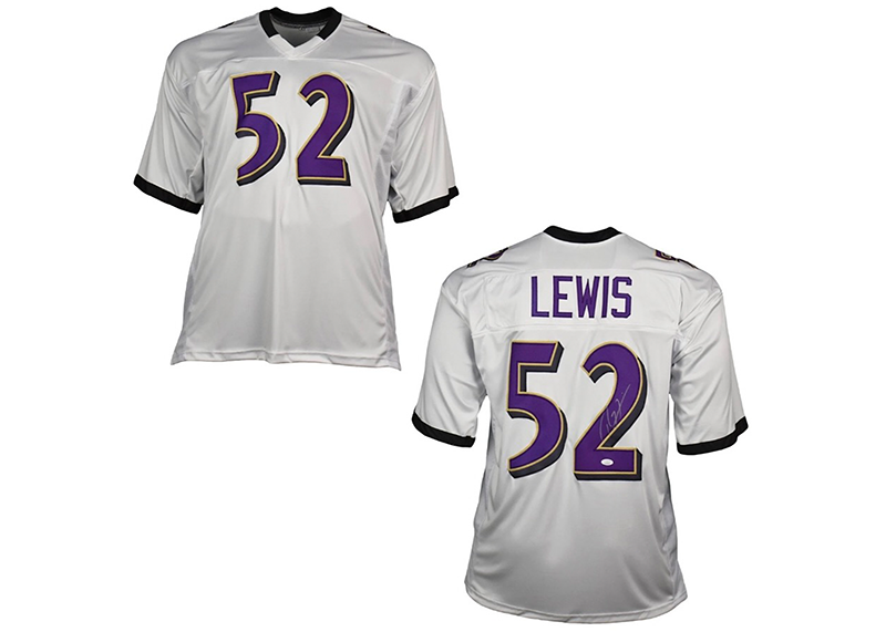 Ray Lewis Autographed Baltimore White Football Jersey Beckett