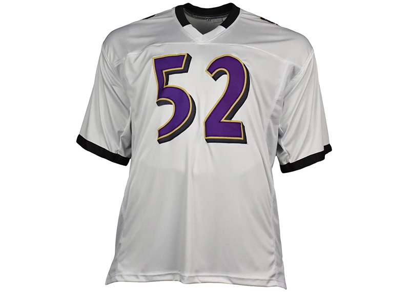 Ray Lewis Autographed Baltimore White Football Jersey Beckett