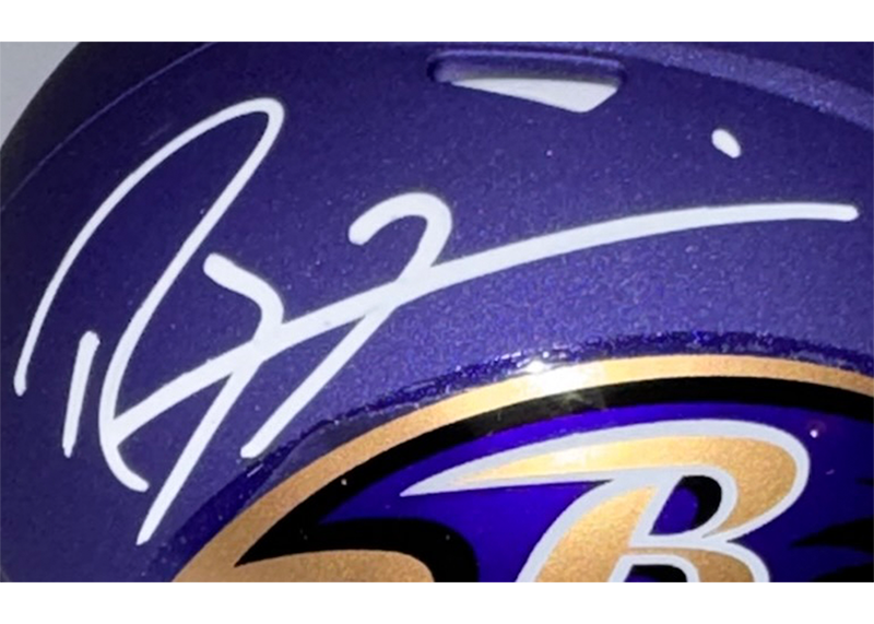 Ray Lewis Signed Baltimore Ravens Alternate Speed Mini Helmet JSA